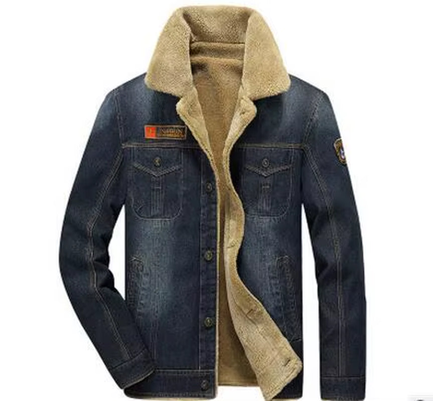 M-6XL Men Jacket and Coats Brand Clothing Denim Chaqueta Fashion Mens Jeans Jacket Thick Warm Winter Outwear Male Cowboy YF055