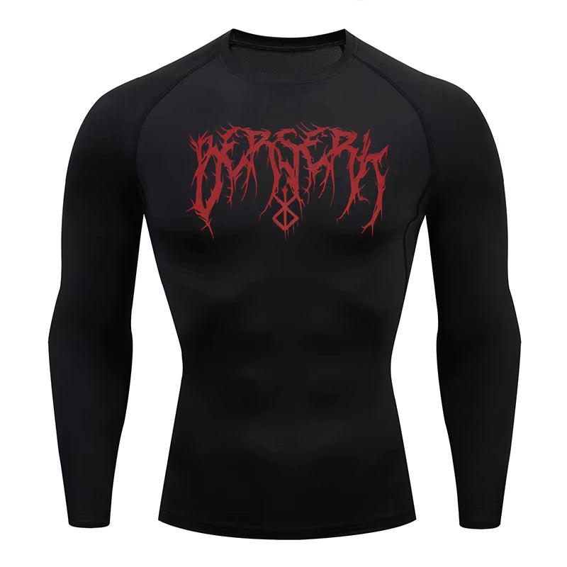Gym Workout Rash Guard for Men Athletic Quick Dry Compression Shirts Berserk Print Tshirts Tees Tops Undershirts Baselayers