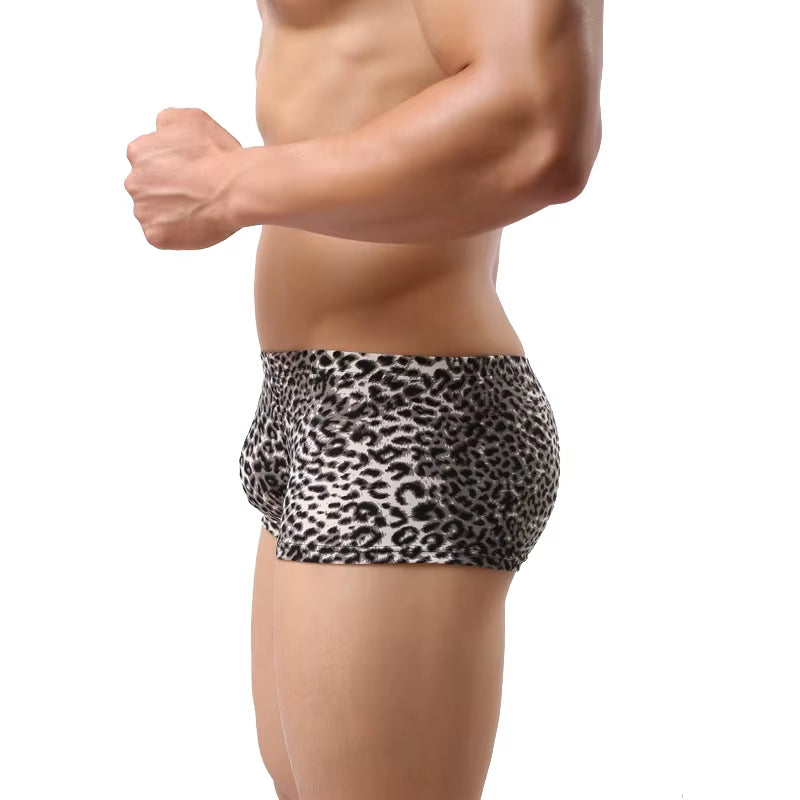 Hot Sexy Men Leopard Printed Underwear Boxers Underpants Trunks Wild Style Man Boxer Shorts Male Panties Cueca Hombre