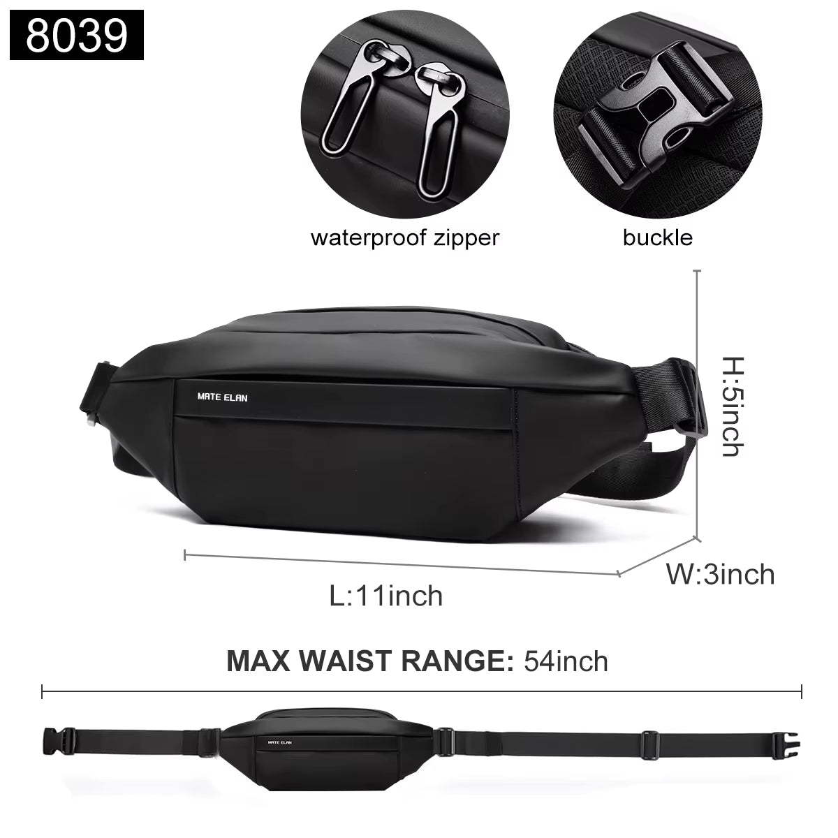 Solid Waterproof Men'S Crossbody Shoulder Bag Daily Travel Sports Fanny Pack Bumbag Teenagers Trend Phone Waist Bag