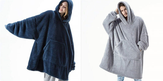 Hoodie Sweatshirt with Big Pocket Tops Sweater Comfortable Loose Double-Sided Fleece Thicker Wearable Blanket