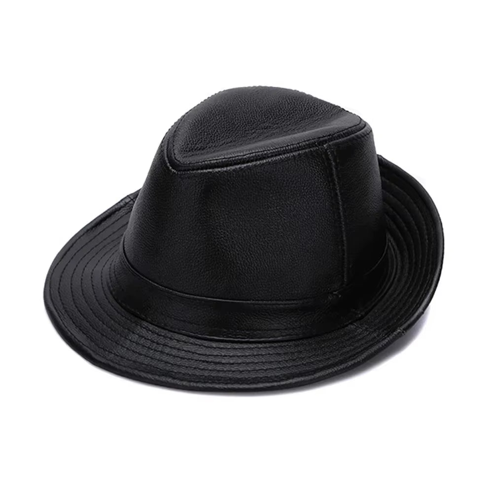 2026 Men Fashion Caps Autumn Winter Warm New Cowboy 100% Real Cowhide Leather Hats Men Real Genuine Cowhide Leather Top Hats